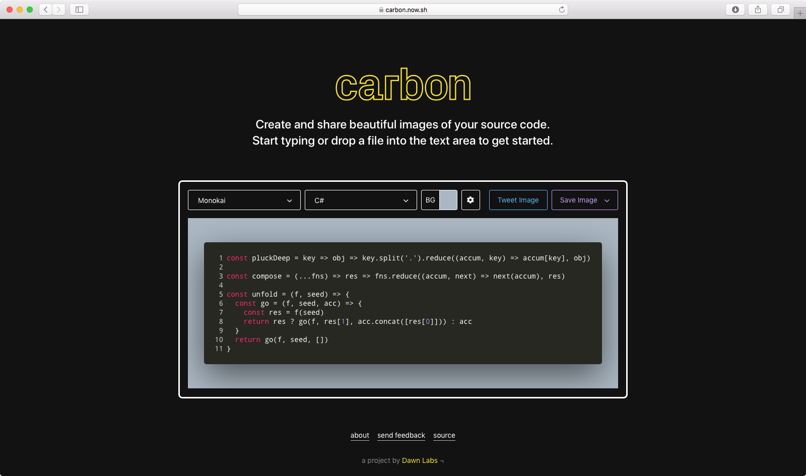 WWW: Carbon — сервис для создания идеальных скриншотов кода